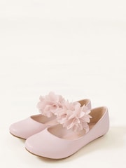 Pink - Monsoon Ballerinas in schimmernder Optik mit Zierblume - Bild 1 von 2