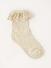 Monsoon Gold Sparkle Flower Socks - Image 1 of 2