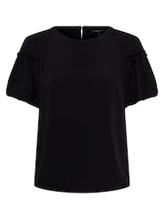 French Connection Black Crepe Light Puff Sleeve Top - Image 4 of 4