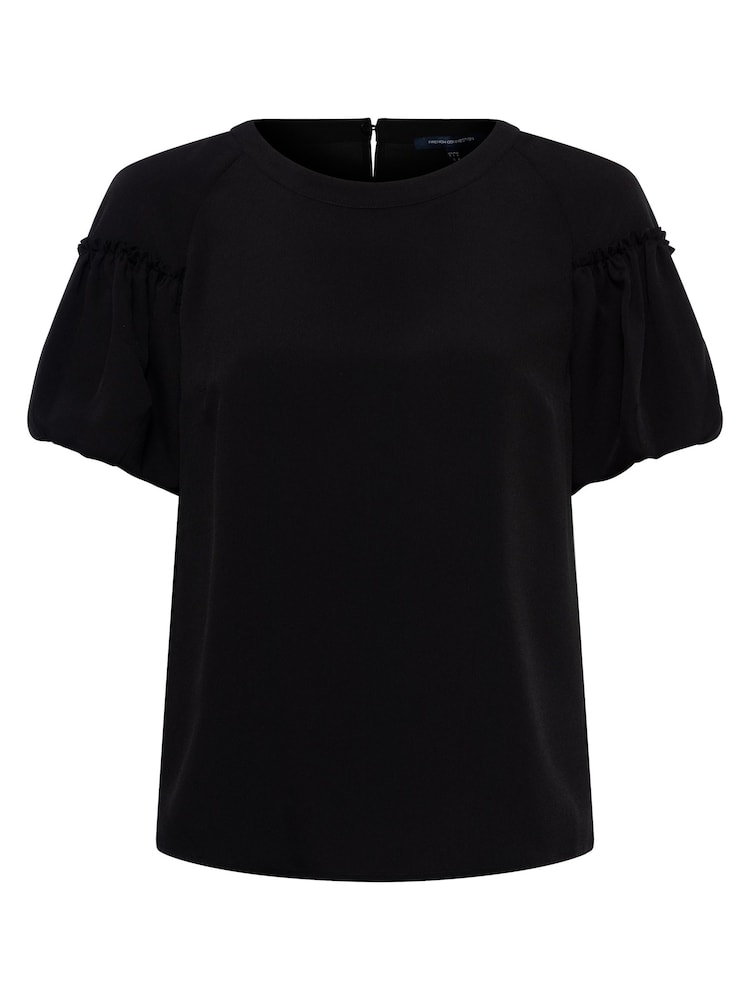 French Connection Black Crepe Light Puff Sleeve Top - Image 4 of 4