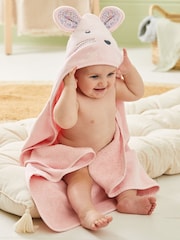 JoJo Maman Bébé Pink Mouse Character Hooded Towel - Image 2 of 4