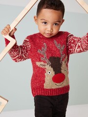 Red Reindeer Christmas Jumper (3mths-7yrs) - Image 1 of 5