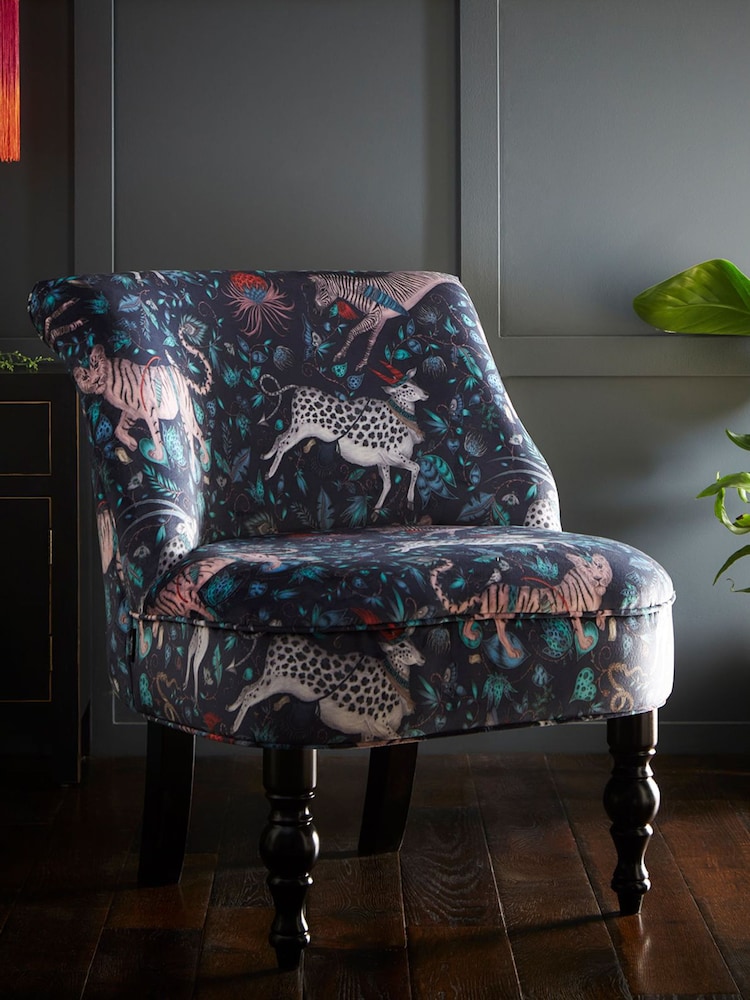 Emma Shipley Navy Blue Langley Protea Velvet Chair - Image 1 of 4