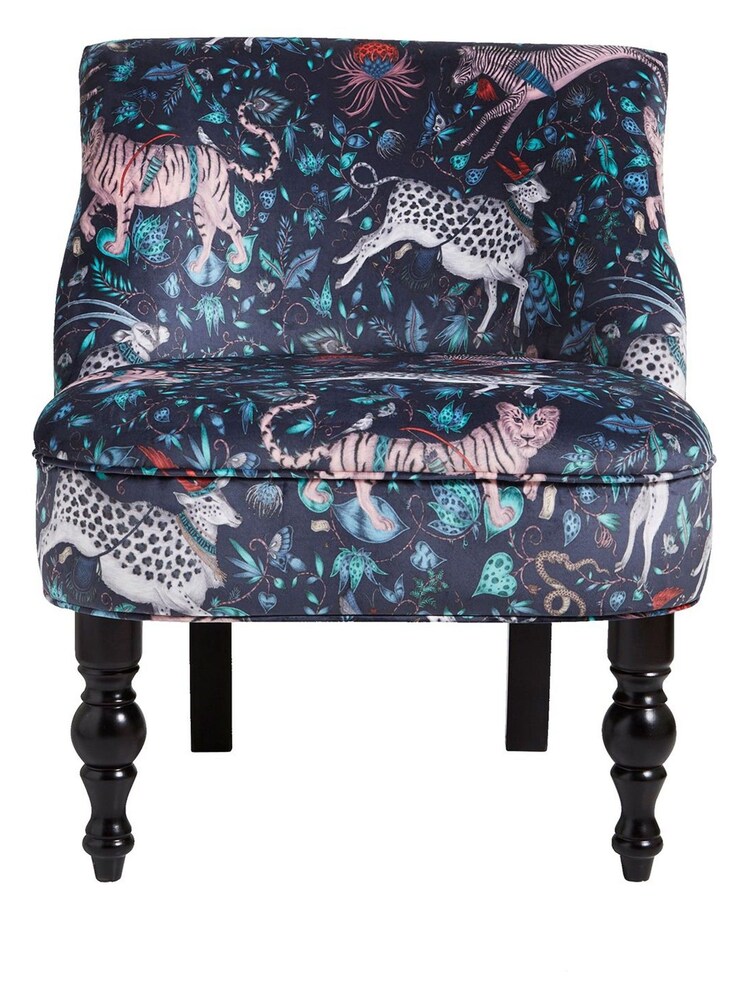 Emma Shipley Navy Blue Langley Protea Velvet Chair - Image 2 of 4