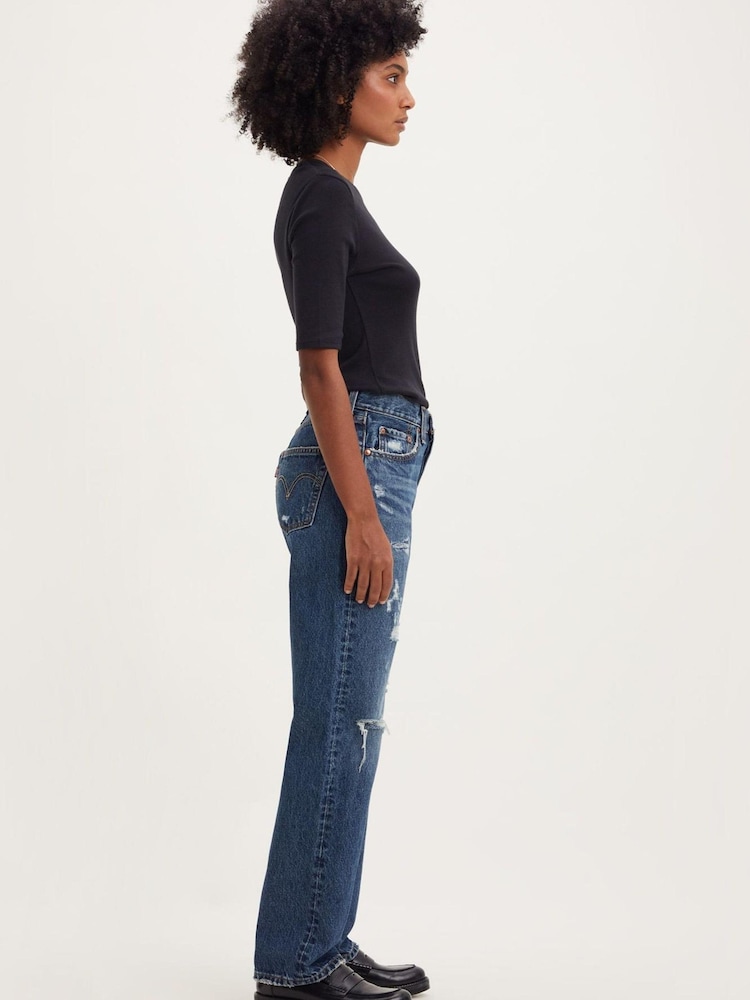 Levi's® Indigo Destructed 501® '90s Straight Fit Jeans - Image 4 of 8