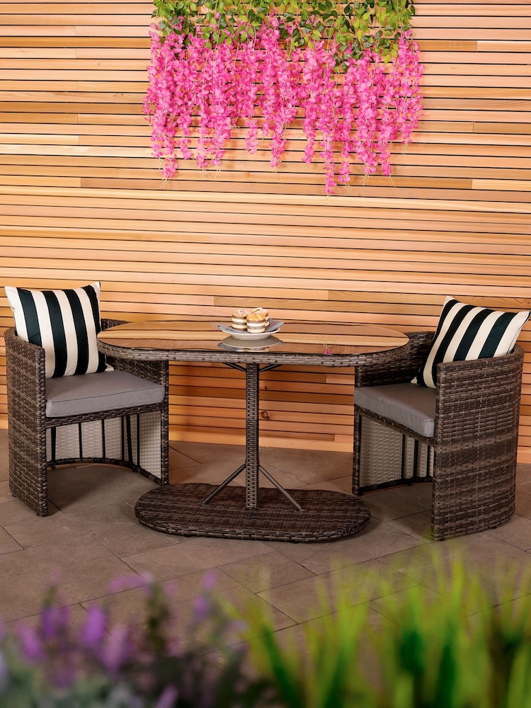 Charles Bentley Grey Garden St Tropez Rattan Bistro Set - Image 1 of 4