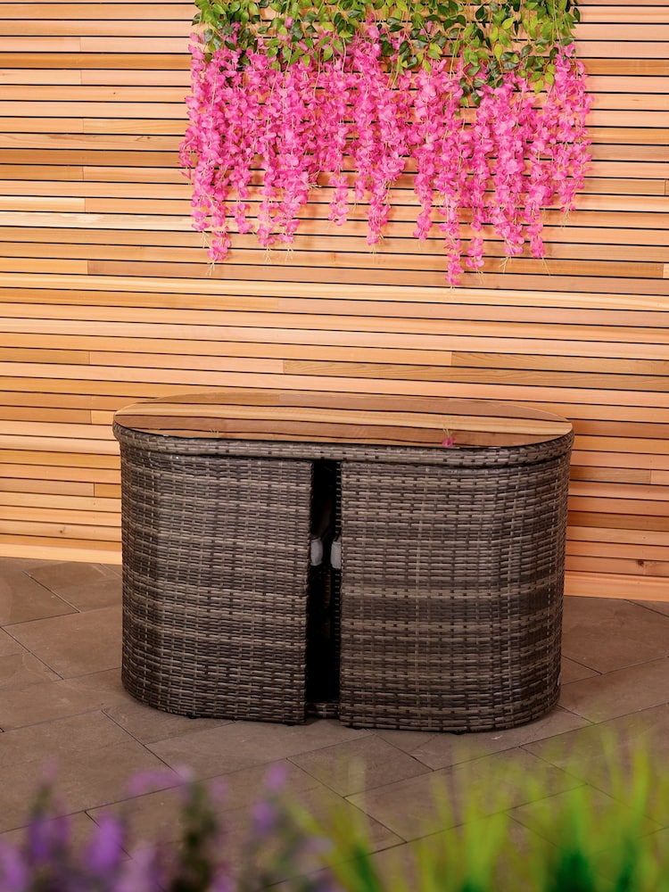 Charles Bentley Grey Garden St Tropez Rattan Bistro Set - Image 2 of 4