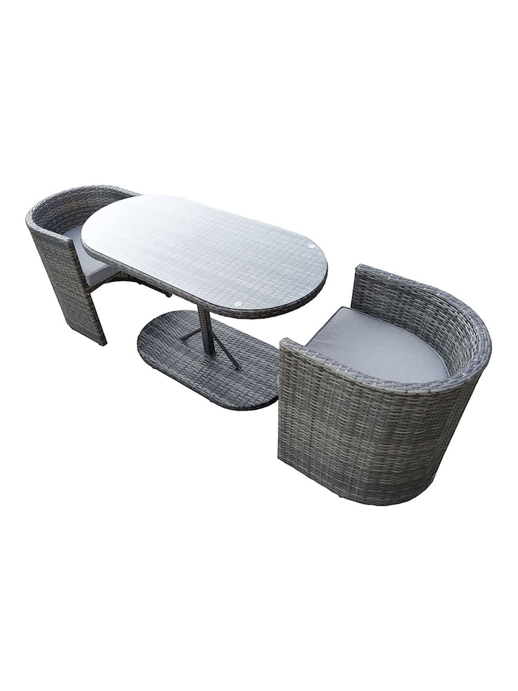 Charles Bentley Grey Garden St Tropez Rattan Bistro Set - Image 4 of 4
