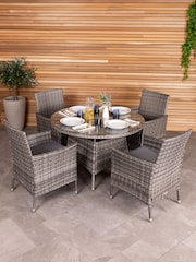 Charles Bentley Grey Garden 4 Piece Rattan Dining Set - Image 1 of 5