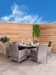 Charles Bentley Grey Garden 6 Seater Premium Rattan Round Dining Set - Image 1 of 4