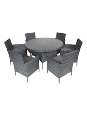 Charles Bentley Grey Garden 6 Seater Premium Rattan Round Dining Set - Image 2 of 4