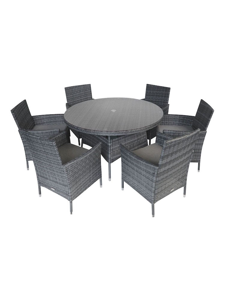 Charles Bentley Grey Garden 6 Seater Premium Rattan Round Dining Set - Image 2 of 4