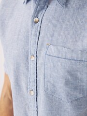 FatFace Blue Micro Check Bugle Shirt - Image 3 of 4