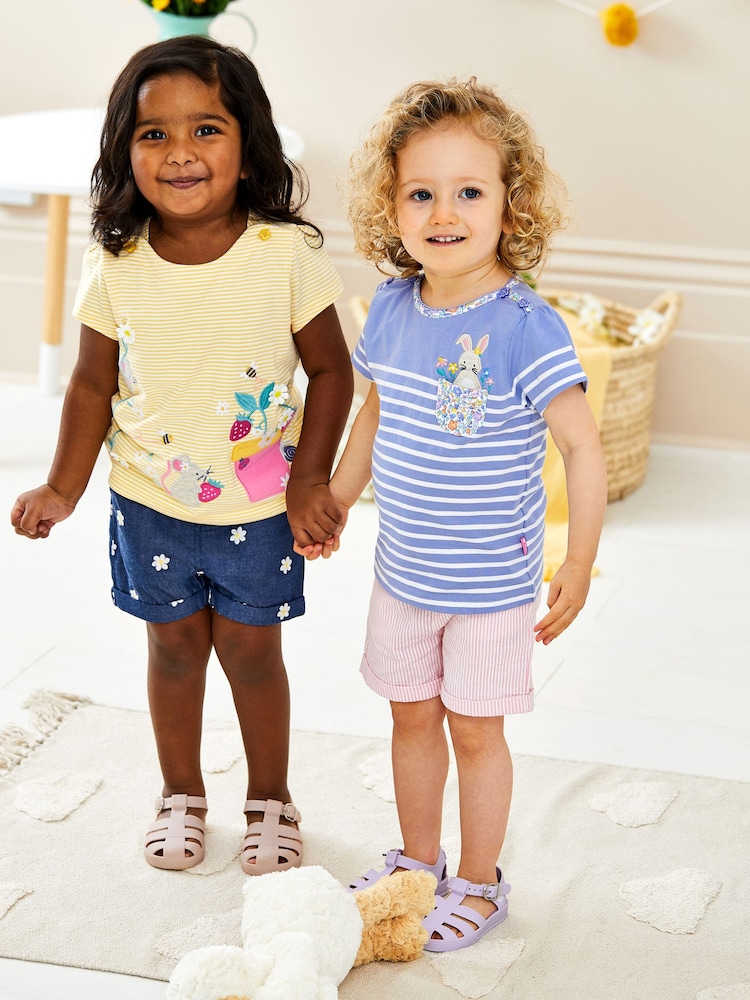 JoJo Maman Bébé Pink Seersucker Stripe Pretty Shorts - Image 2 of 5