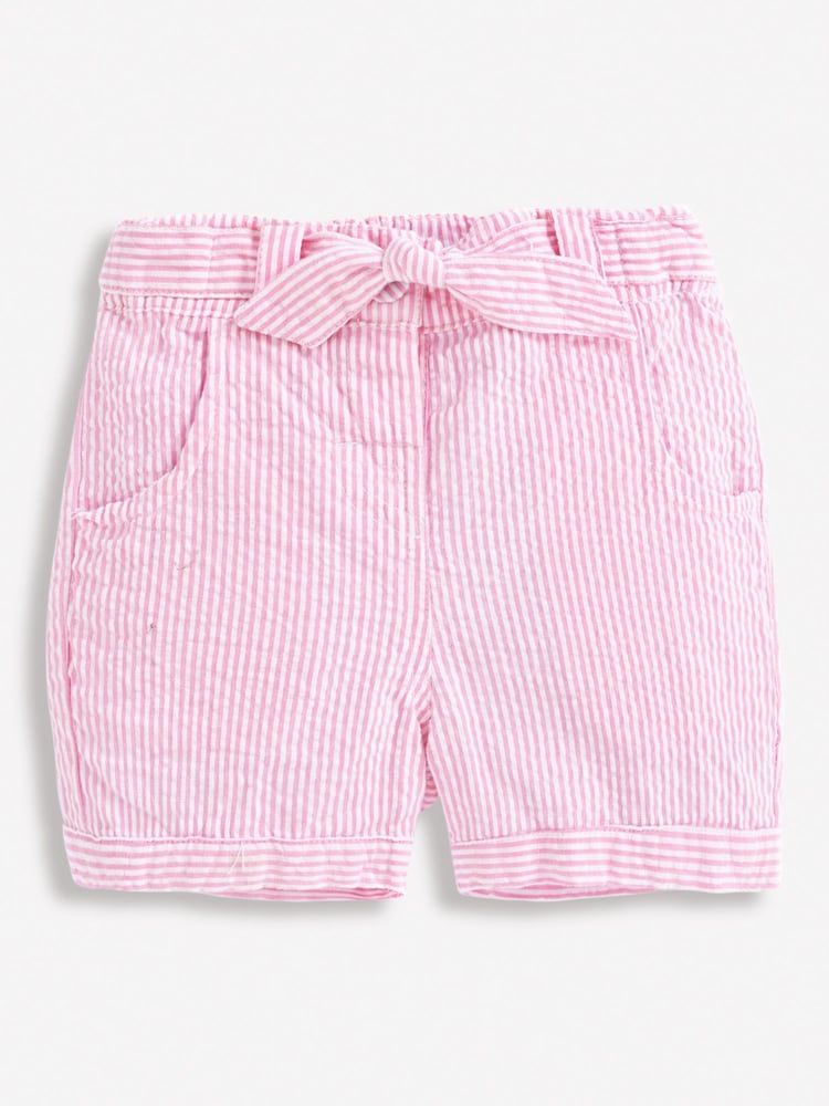 JoJo Maman Bébé Pink Seersucker Stripe Pretty Shorts - Image 5 of 5
