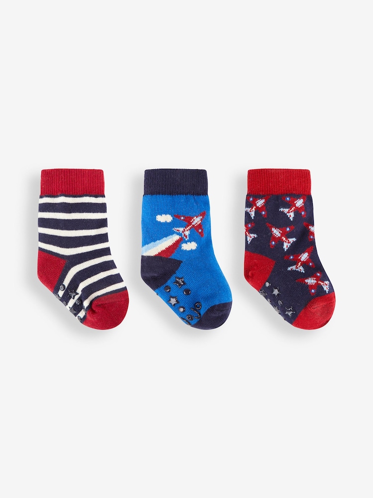 JoJo Maman Bébé Blue 3-Pack Red Arrows Socks - Image 1 of 4