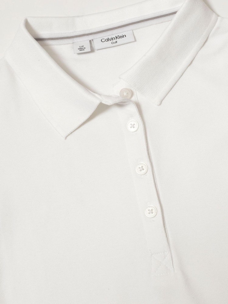 Calvin Klein Golf White Performance Cotton Pique Polo Shirt - Image 3 of 3