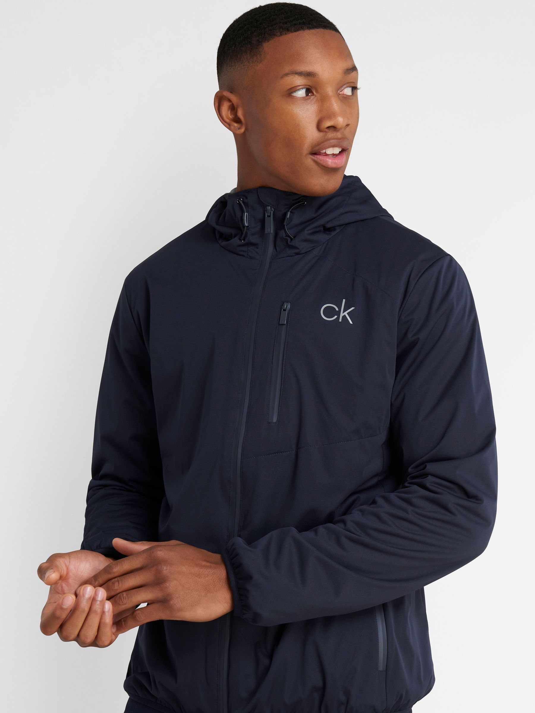 Calvin klein hooded stretch raincoat discount