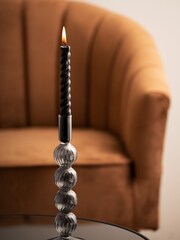 pt, Black Large Swirl Bubbles Glass Candle Holder - Image 1 of 4