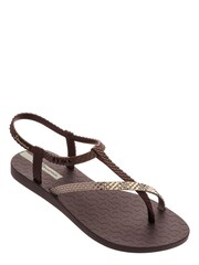 Ipanema Brown Metallic Strap Snakeskin Textured Flip Flops - Image 1 of 1