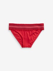 Red Embroidered Shirred High Leg Bikini Bottoms - Image 5 of 5