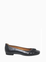 Gabor Frost Black Leather Ballerina Pumps - Image 1 of 5