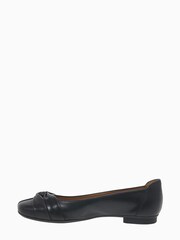 Gabor Frost Black Leather Ballerina Pumps - Image 2 of 5