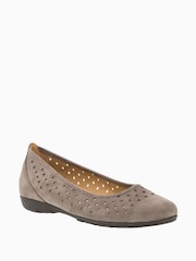 Gabor Ruffle Suede Ballerina Style Shoes - Image 2 of 5