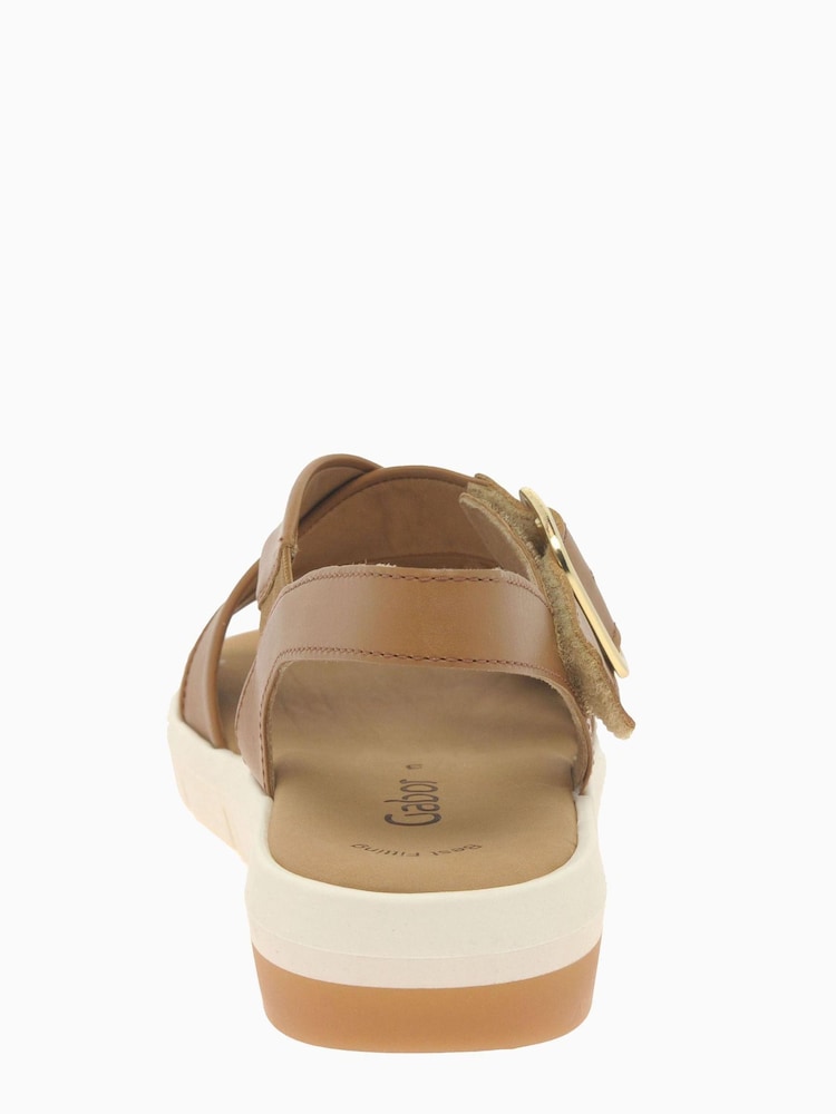 Gabor Sunshine Brown Cognac Leather Sandals - Image 2 of 5