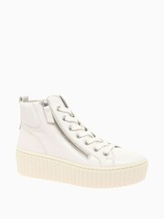 Gabor Debbie White Latte Leather High Trainers - Image 2 of 5