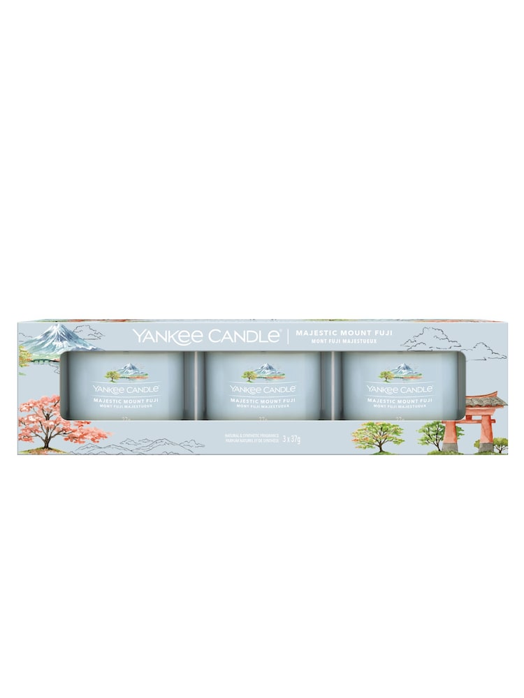 Yankee Candle Blue 3 Filled Votive Set Majestic Mount Fuji Candle - Image 2 of 3