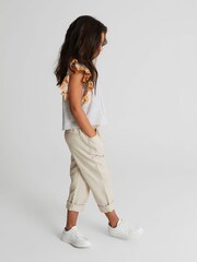 Reiss Blue Casey Junior Striped Ruffle Sleeve Blouse - Image 3 of 7