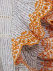 Reiss Blue Casey Junior Striped Ruffle Sleeve Blouse - Image 7 of 7