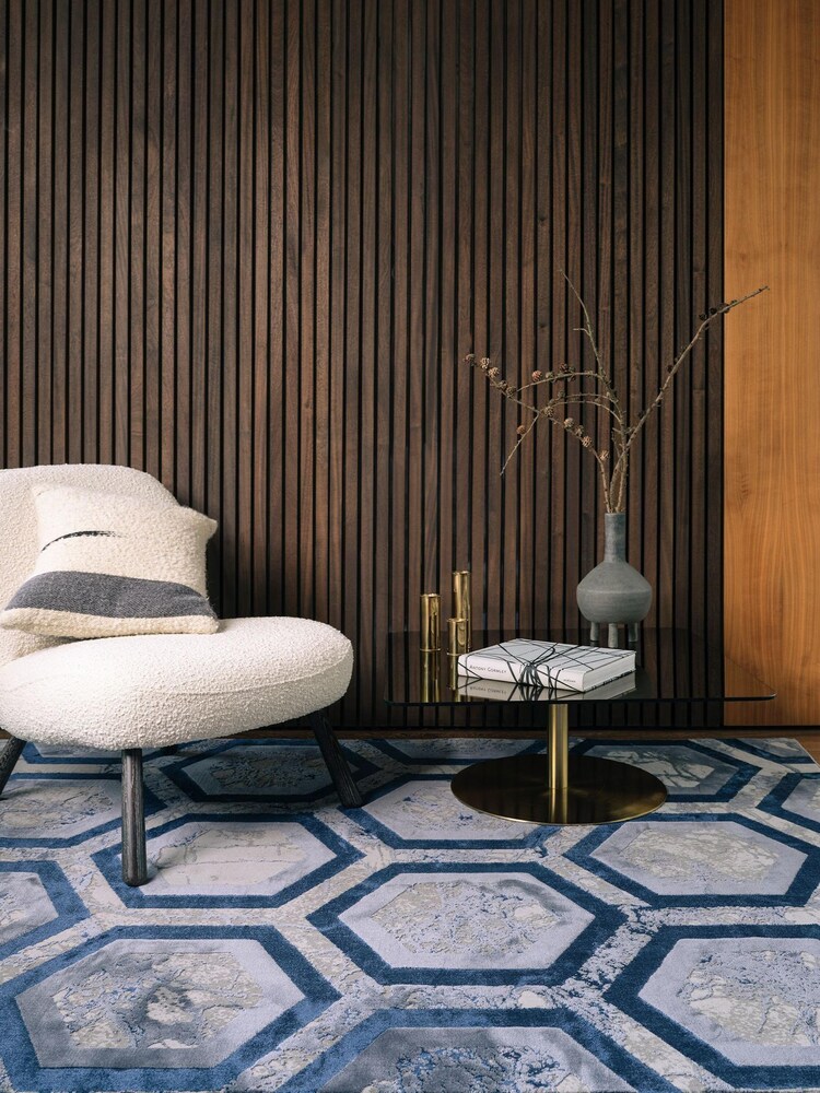 Asiatic Rugs Blue Aurora Hexagon Rug - Image 1 of 5
