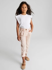Reiss Pink Shae Junior Linen Blend Pull On Trousers - Image 1 of 6