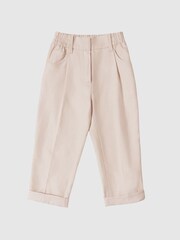 Reiss Pink Shae Junior Linen Blend Pull On Trousers - Image 2 of 6