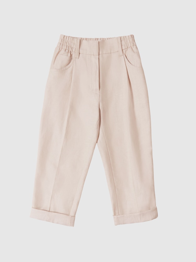 Reiss Pink Shae Junior Linen Blend Pull On Trousers - Image 2 of 6