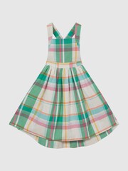 Reiss Green Check Matilda Junior Cross Back Check Dress - Image 2 of 5