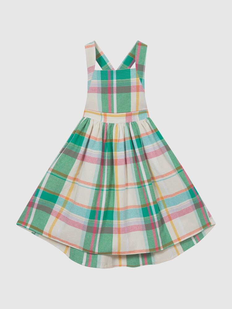 Reiss Green Check Matilda Junior Cross Back Check Dress - Image 2 of 5
