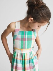 Reiss Green Check Matilda Junior Cross Back Check Dress - Image 3 of 5