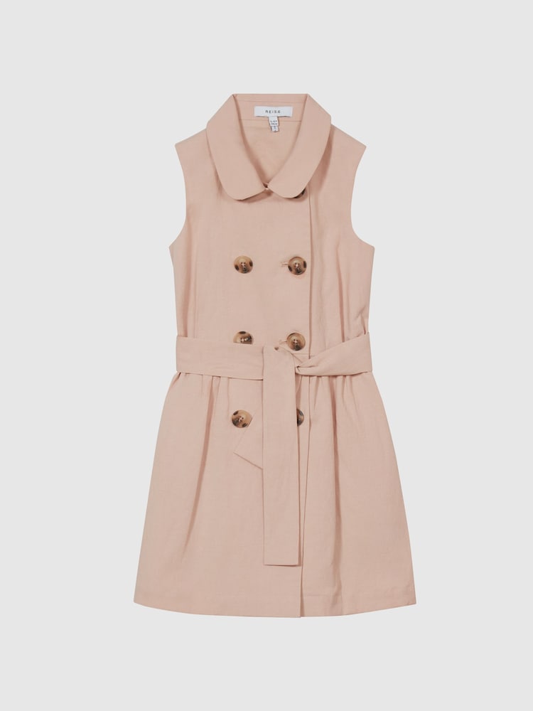 Reiss Pink Dana Junior Linen Blend Mini Dress - Image 2 of 6