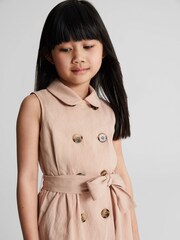 Reiss Pink Dana Junior Linen Blend Mini Dress - Image 4 of 6