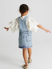 Reiss Mid Blue Loren Jr Denim Dungaree Dress - Image 4 of 5