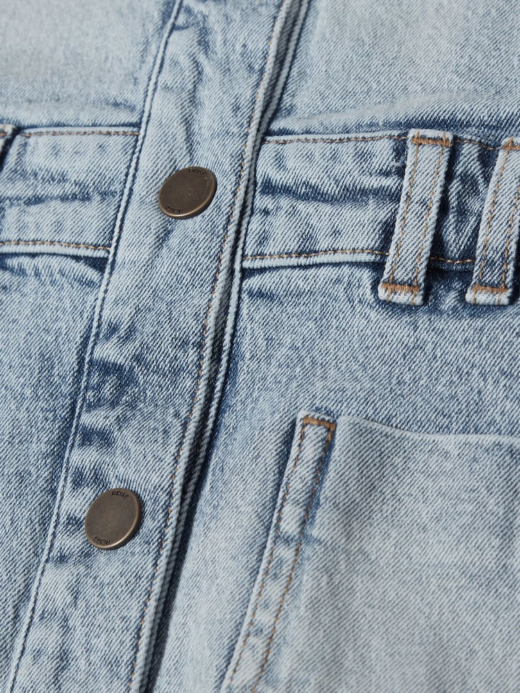 Reiss Mid Blue Loren Jr Denim Dungaree Dress - Image 5 of 5