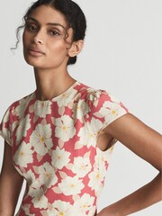 Reiss Coral Livia Regular Printed Cut Out Back Midi Dress - Image 4 of 6