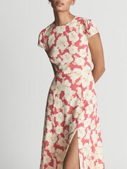 Reiss Coral Livia Regular Printed Cut Out Back Midi Dress - Image 6 of 6