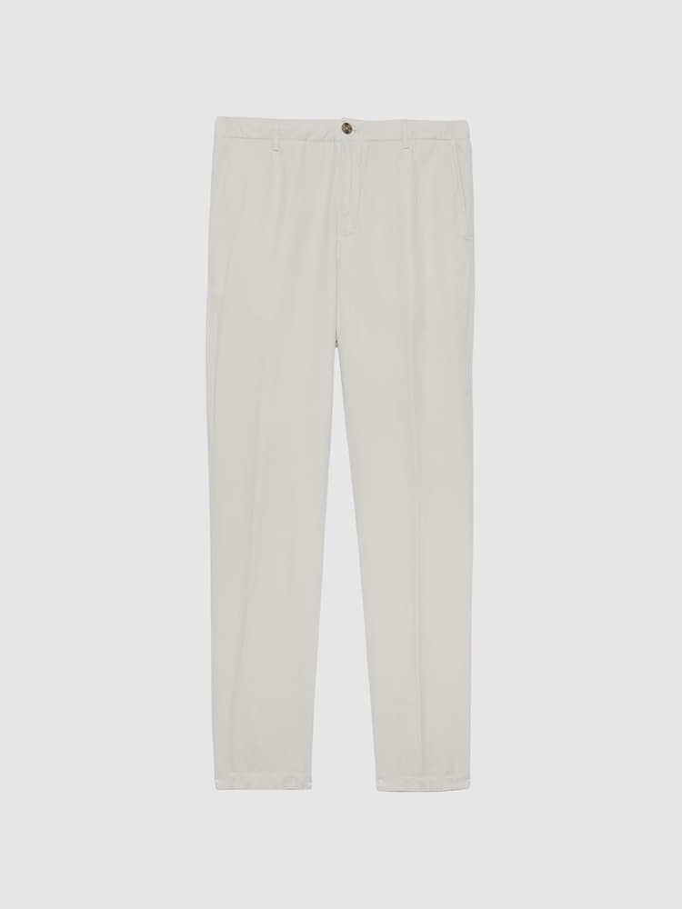 Reiss Soft Beige Truce Cotton-Linen Blend Casual Trousers - Image 2 of 6