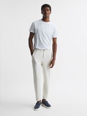 Reiss Soft Beige Truce Cotton-Linen Blend Casual Trousers - Image 3 of 6