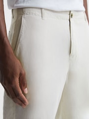 Reiss Soft Beige Truce Cotton-Linen Blend Casual Trousers - Image 4 of 6