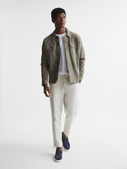 Reiss Soft Beige Truce Cotton-Linen Blend Casual Trousers - Image 6 of 6